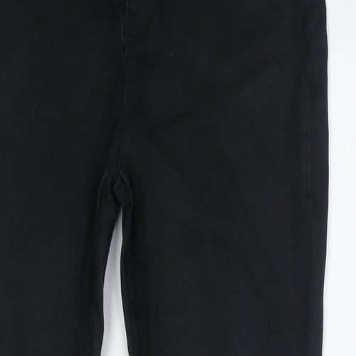 F&F Womens Black Herringbone Cotton Skinny Jeans Size 16 L28 in Regular Button