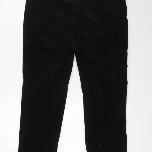 Marks and Spencer Womens Black Cotton Trousers Size 14 L29 in Regular Button