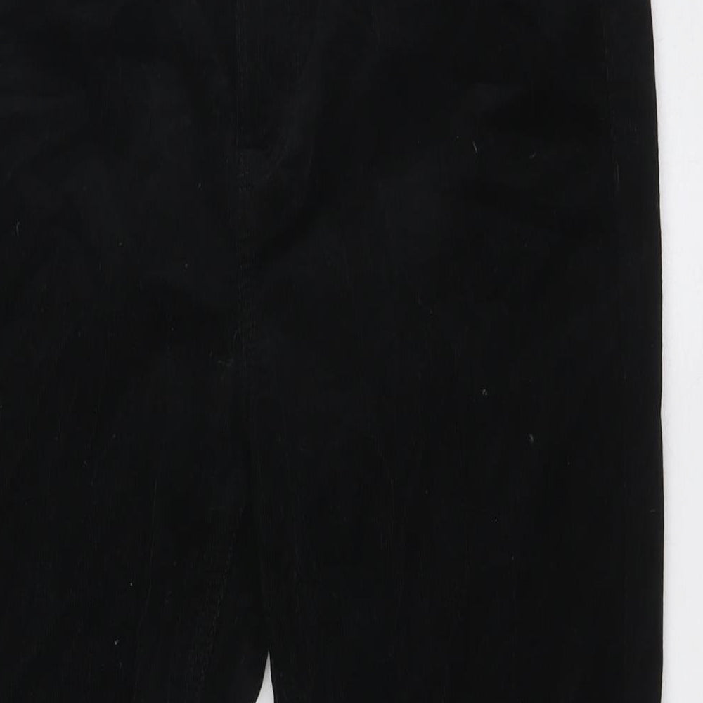 Marks and Spencer Womens Black Cotton Trousers Size 14 L29 in Regular Button