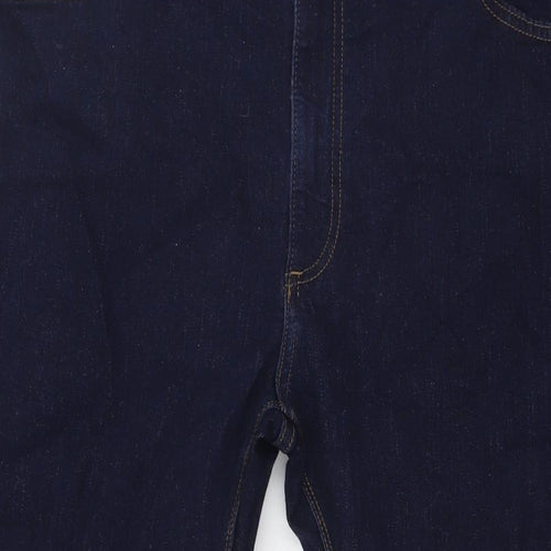 Marks and Spencer Mens Blue Herringbone Cotton Straight Jeans Size 42 in L29 in Regular Button