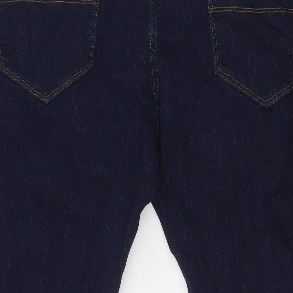 Marks and Spencer Mens Blue Herringbone Cotton Straight Jeans Size 42 in L29 in Regular Button