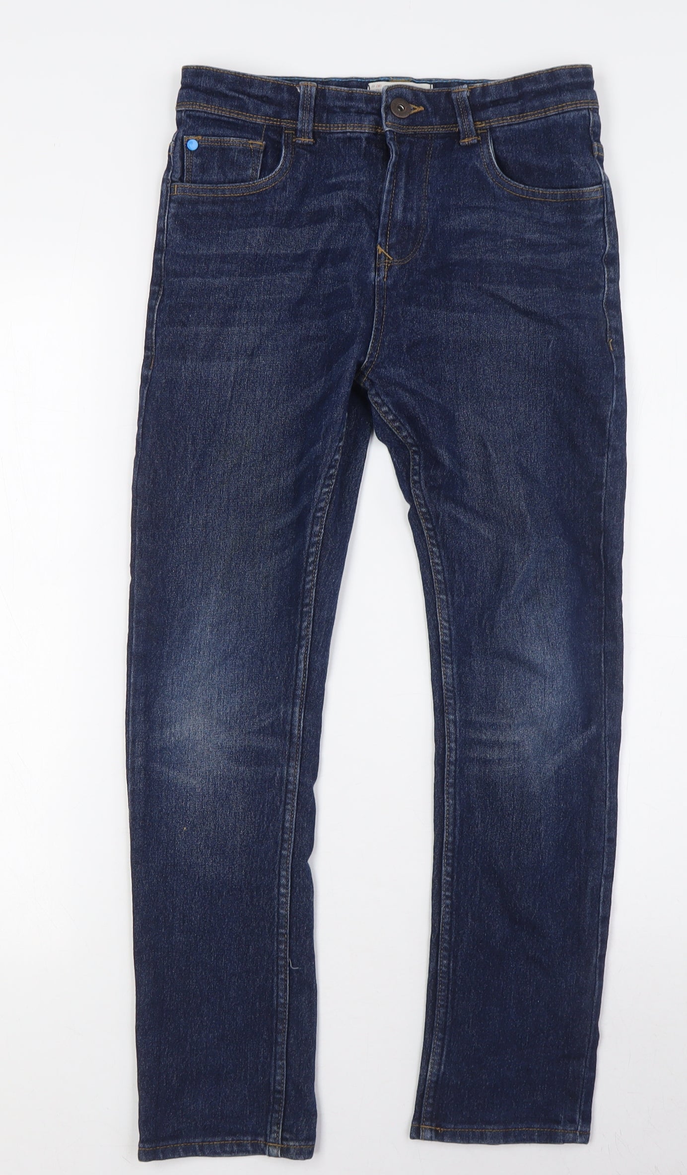 Matalan Boys Blue Houndstooth Cotton Skinny Jeans Size 11 Years L26 in Slim Button