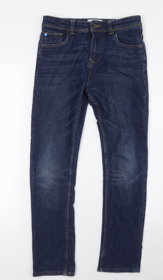 Matalan Boys Blue Houndstooth Cotton Skinny Jeans Size 11 Years L26 in Slim Button