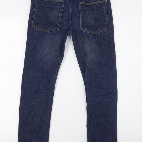 Matalan Boys Blue Houndstooth Cotton Skinny Jeans Size 11 Years L26 in Slim Button