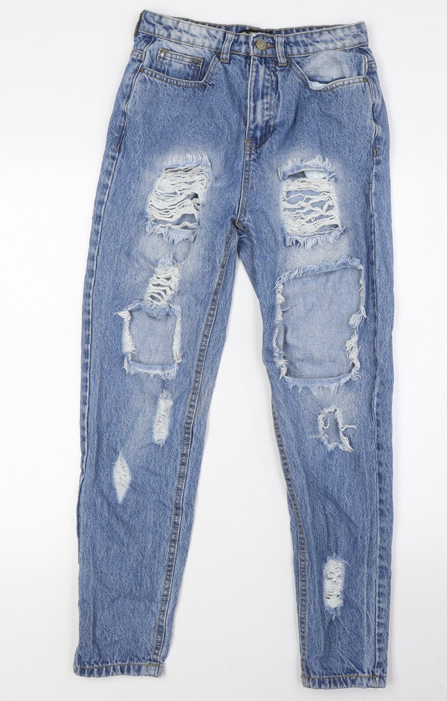 I SAW IT FIRST Womens Blue Cotton Mom Jeans Size 8 L27 in Regular Button