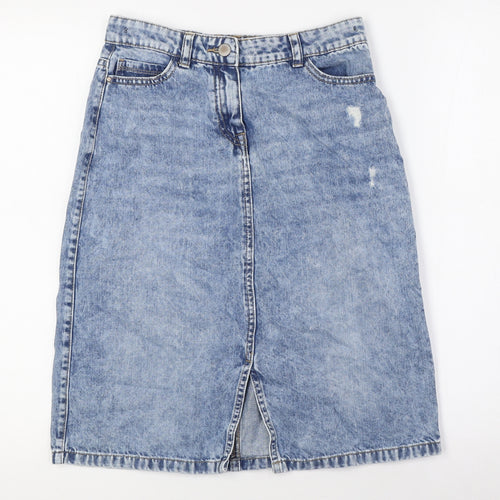 NEXT Girls Blue Ikat 100% Cotton A-Line Skirt Size 13 Years Regular Button