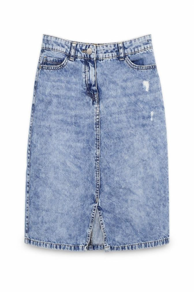 NEXT Girls Blue Ikat 100% Cotton A-Line Skirt Size 13 Years Regular Button