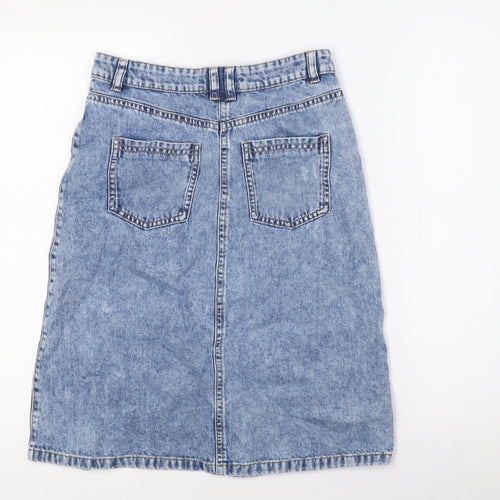 NEXT Girls Blue Ikat 100% Cotton A-Line Skirt Size 13 Years Regular Button