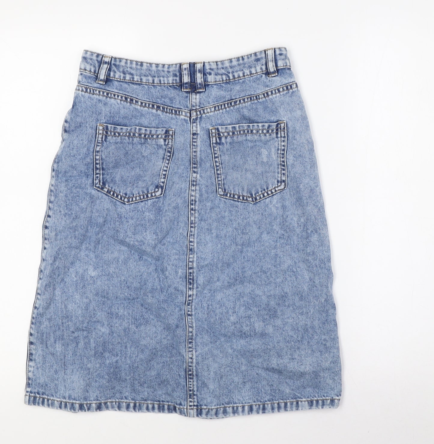 NEXT Girls Blue Ikat 100% Cotton A-Line Skirt Size 13 Years Regular Button