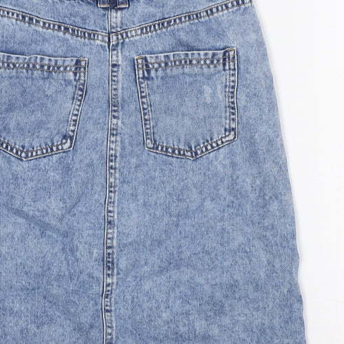 NEXT Girls Blue Ikat 100% Cotton A-Line Skirt Size 13 Years Regular Button