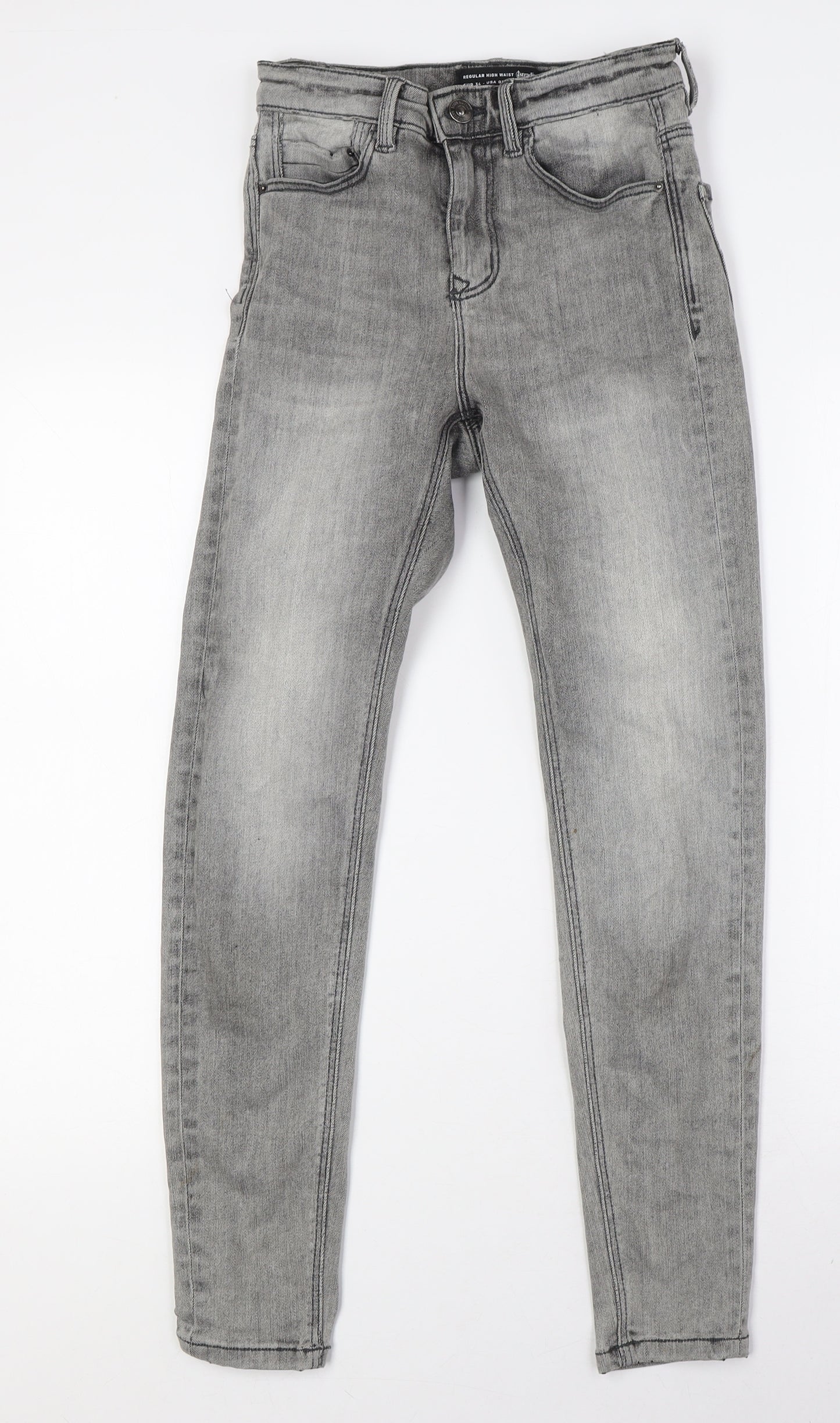 Stradivarius Womens Grey Cotton Skinny Jeans Size 6 L28 in Regular Button