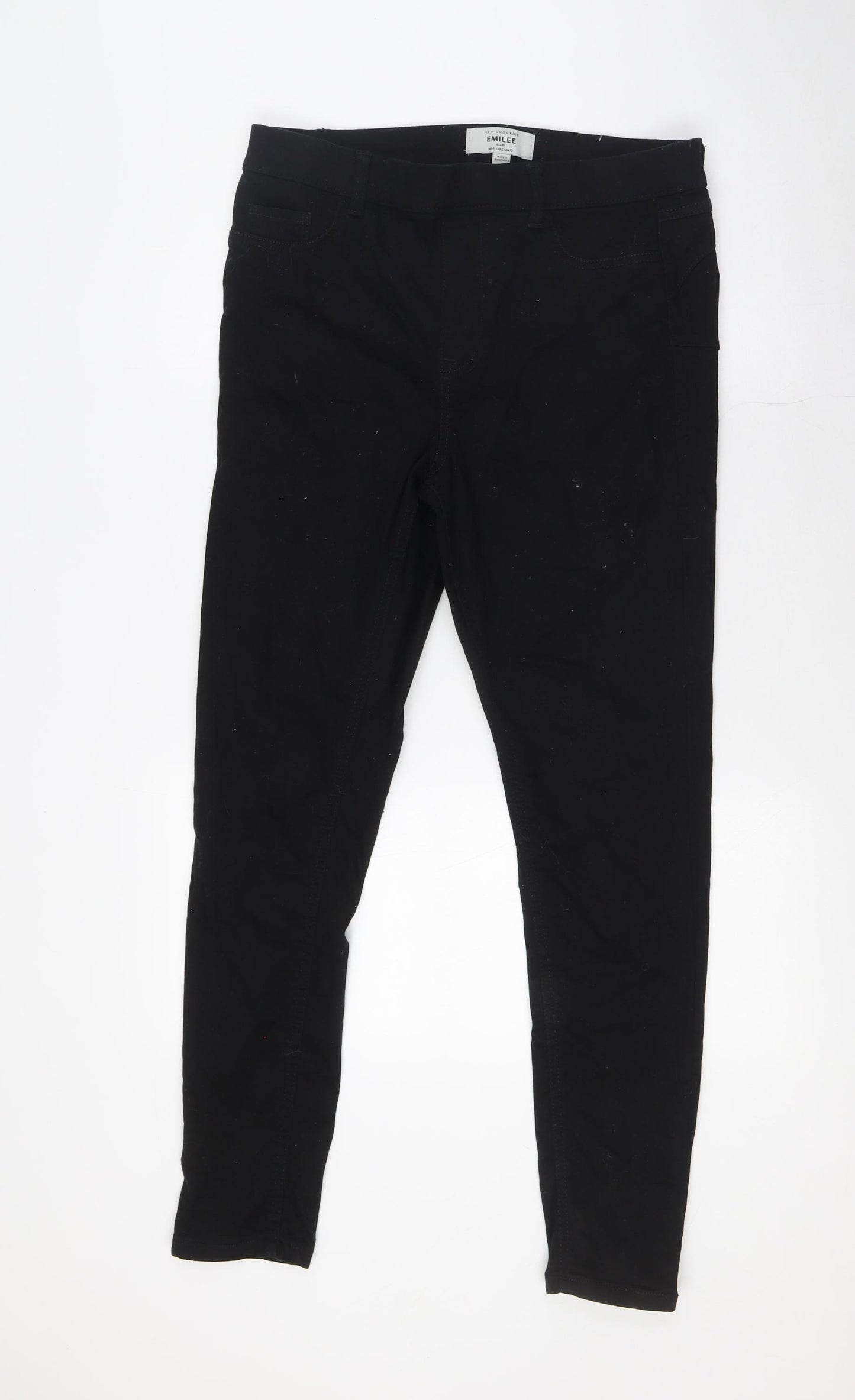 New Look Womens Black Herringbone Cotton Jegging Jeans Size 14 L29 in Regular