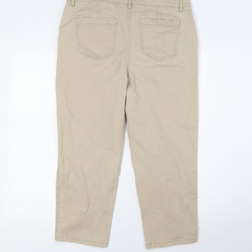 Matalan Womens Beige Cotton Cropped Jeans Size 14 L23 in Regular Button