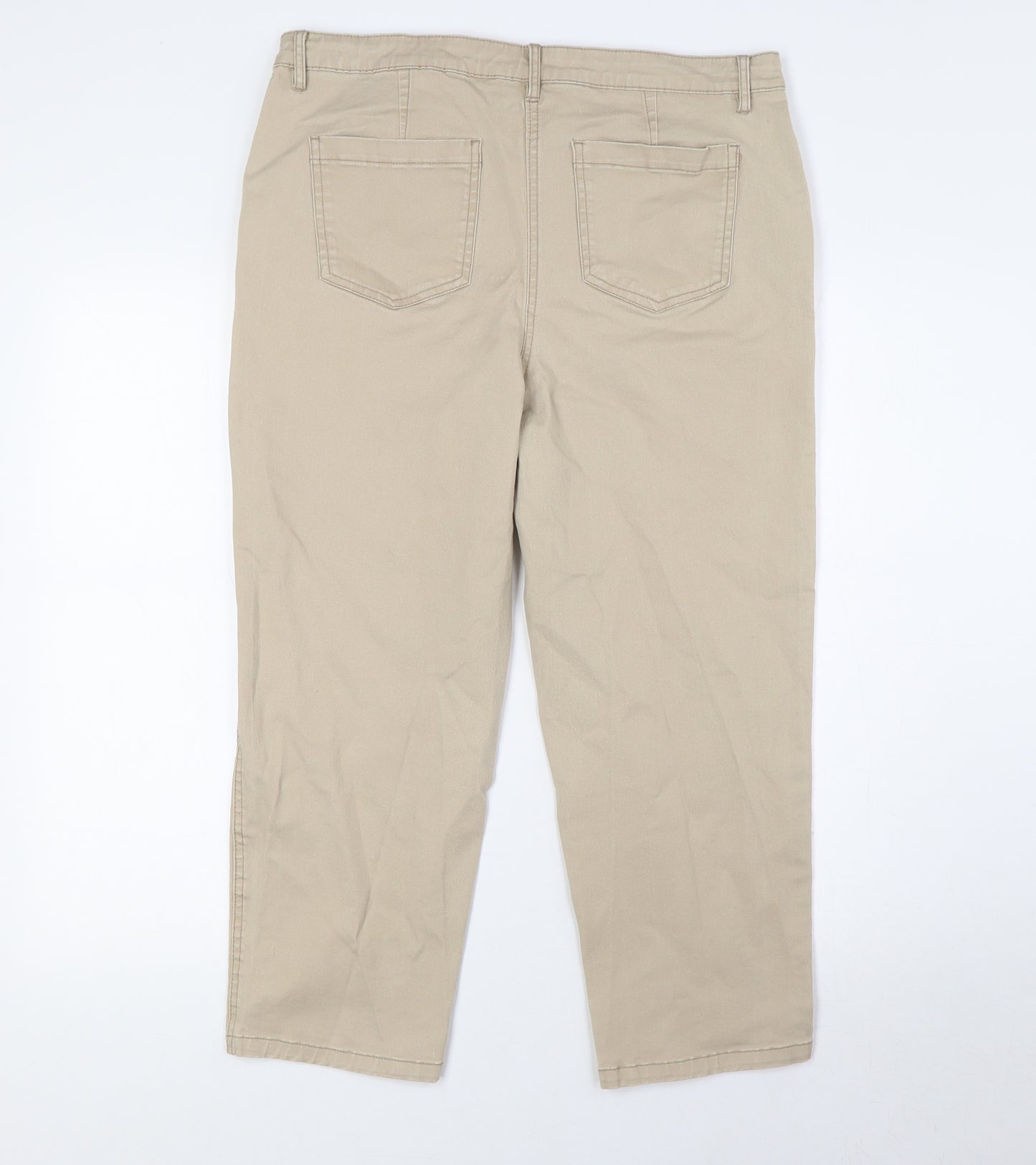 Matalan Womens Beige Cotton Cropped Jeans Size 14 L23 in Regular Button