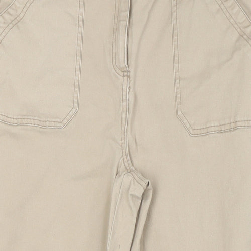 Matalan Womens Beige Cotton Cropped Jeans Size 14 L23 in Regular Button