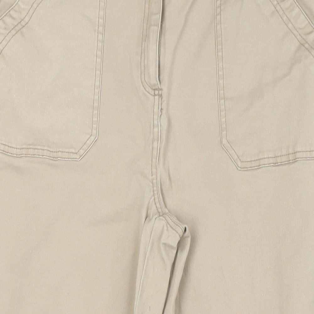 Matalan Womens Beige Cotton Cropped Jeans Size 14 L23 in Regular Button
