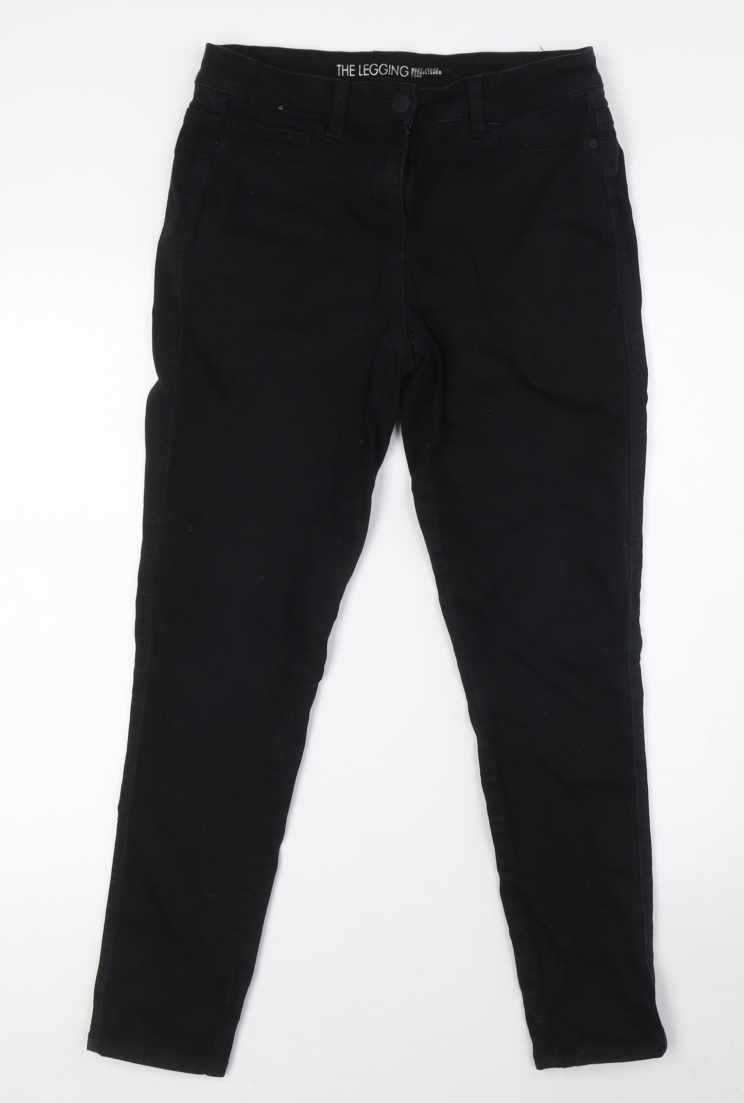 NEXT Womens Black Cotton Skinny Jeans Size 12 L28 in Slim Button
