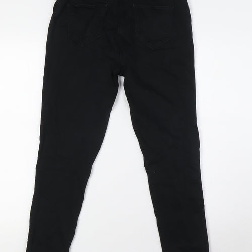 NEXT Womens Black Cotton Skinny Jeans Size 12 L28 in Slim Button