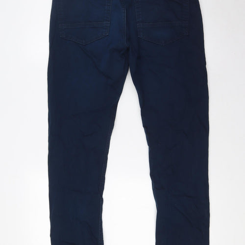 Marks and Spencer Mens Blue Cotton Straight Jeans Size 32 in L31 in Regular Button