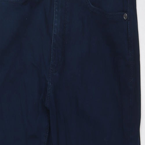Marks and Spencer Mens Blue Cotton Straight Jeans Size 32 in L31 in Regular Button