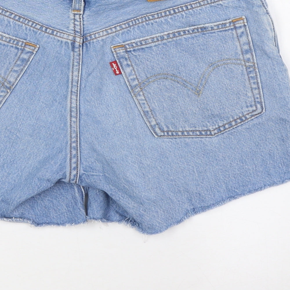 Levi's Womens Blue 100% Cotton Basic Shorts Size 27 in Regular Button - Raw Hem