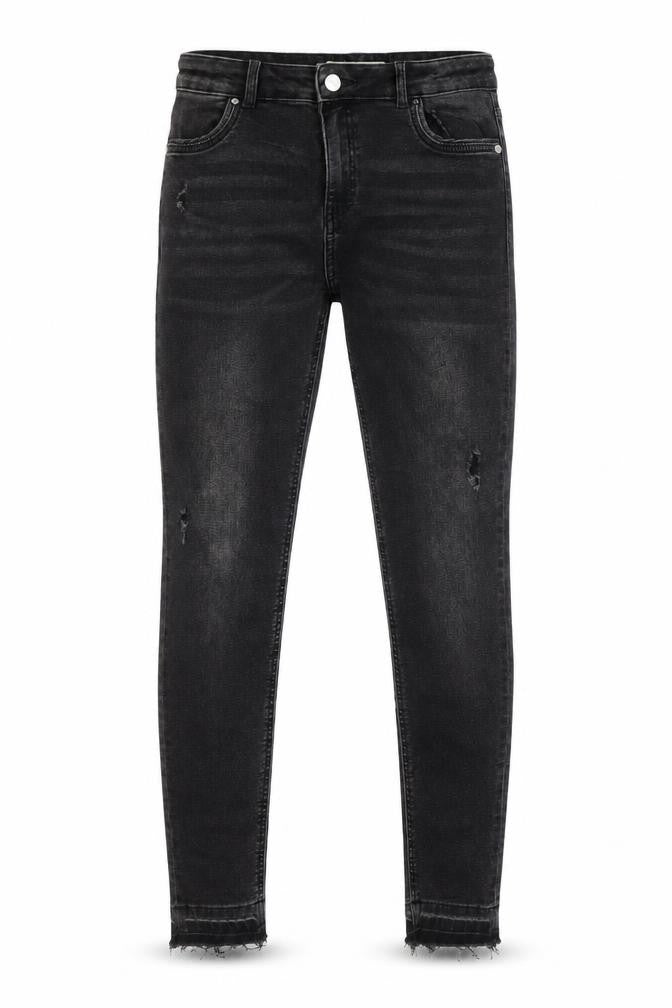 NEXT Girls Black Cotton Skinny Jeans Size 12-13 Years L26 in Slim Button - Destressed