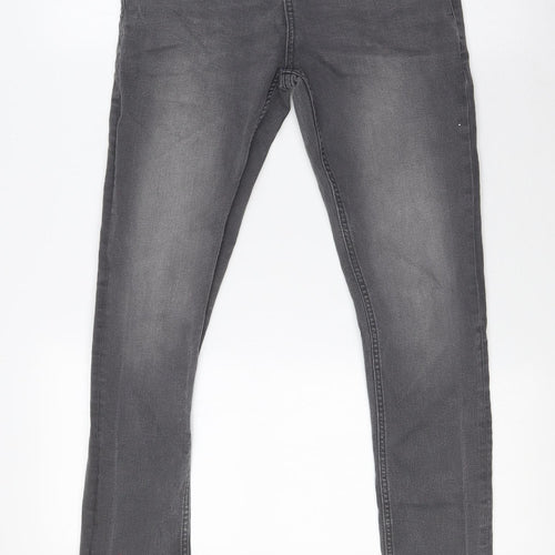 NEXT Girls Grey Cotton Skinny Jeans Size 15 Years L28 in Regular Button
