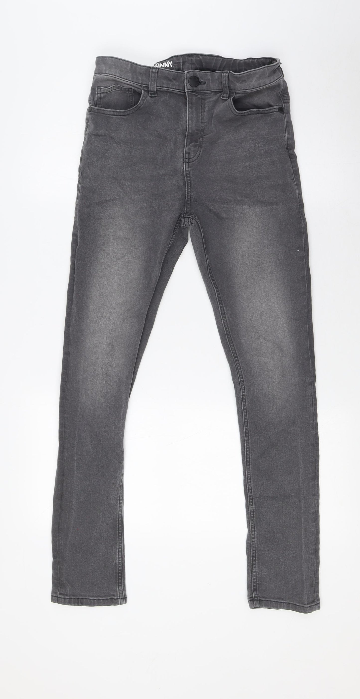 NEXT Girls Grey Cotton Skinny Jeans Size 15 Years L28 in Regular Button