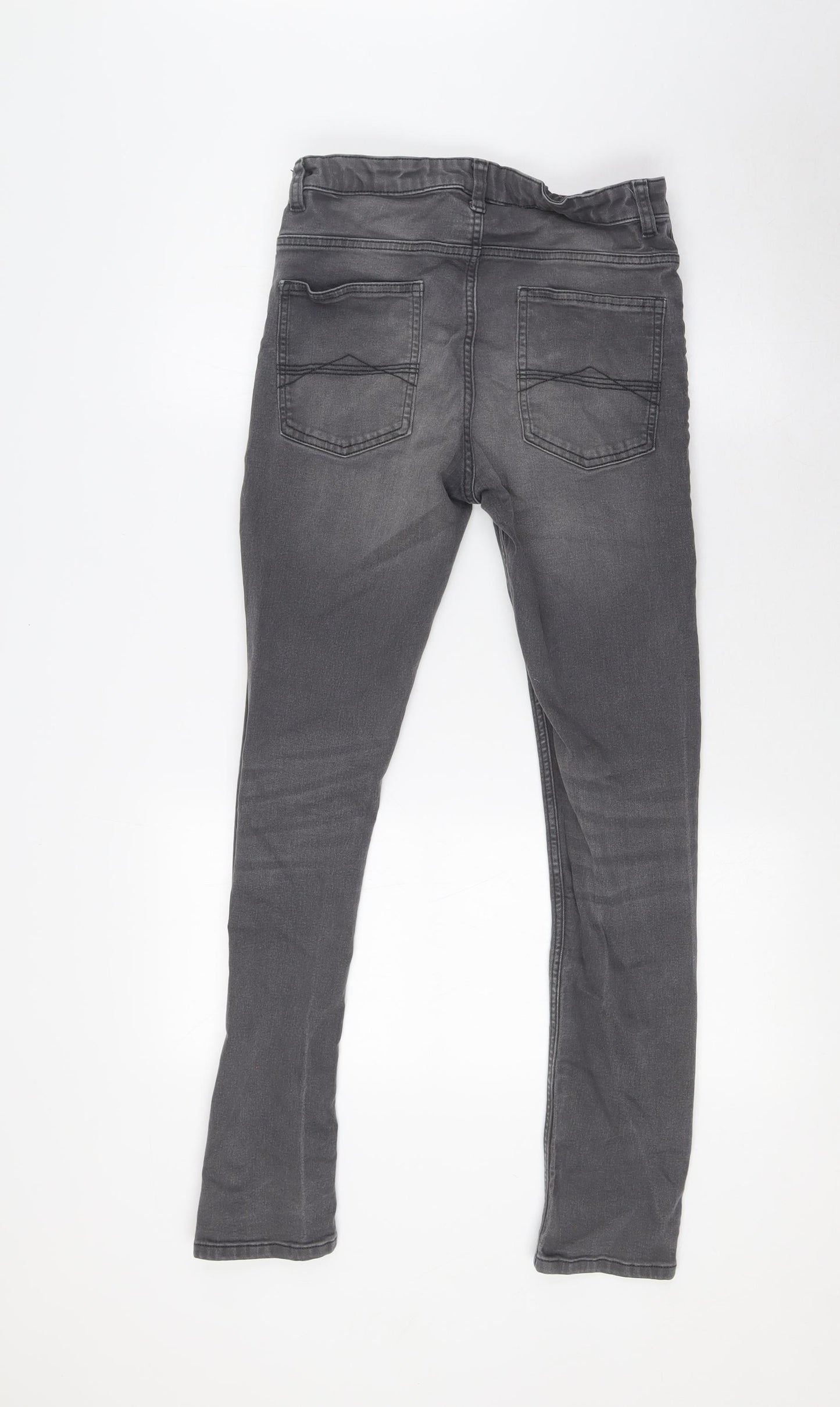 NEXT Girls Grey Cotton Skinny Jeans Size 15 Years L28 in Regular Button