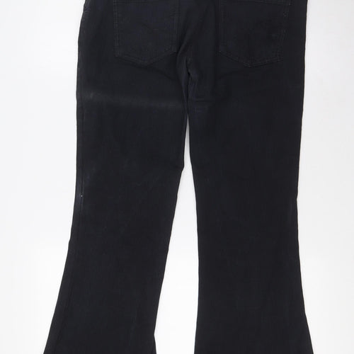 NEXT Womens Black Striped Cotton Trousers Size 12 L29 in Regular Button