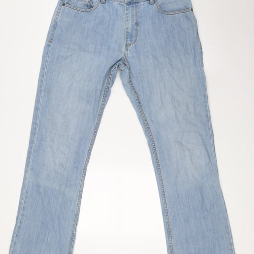 NEXT Mens Blue Cotton Straight Jeans Size 32 in L32 in Regular Button
