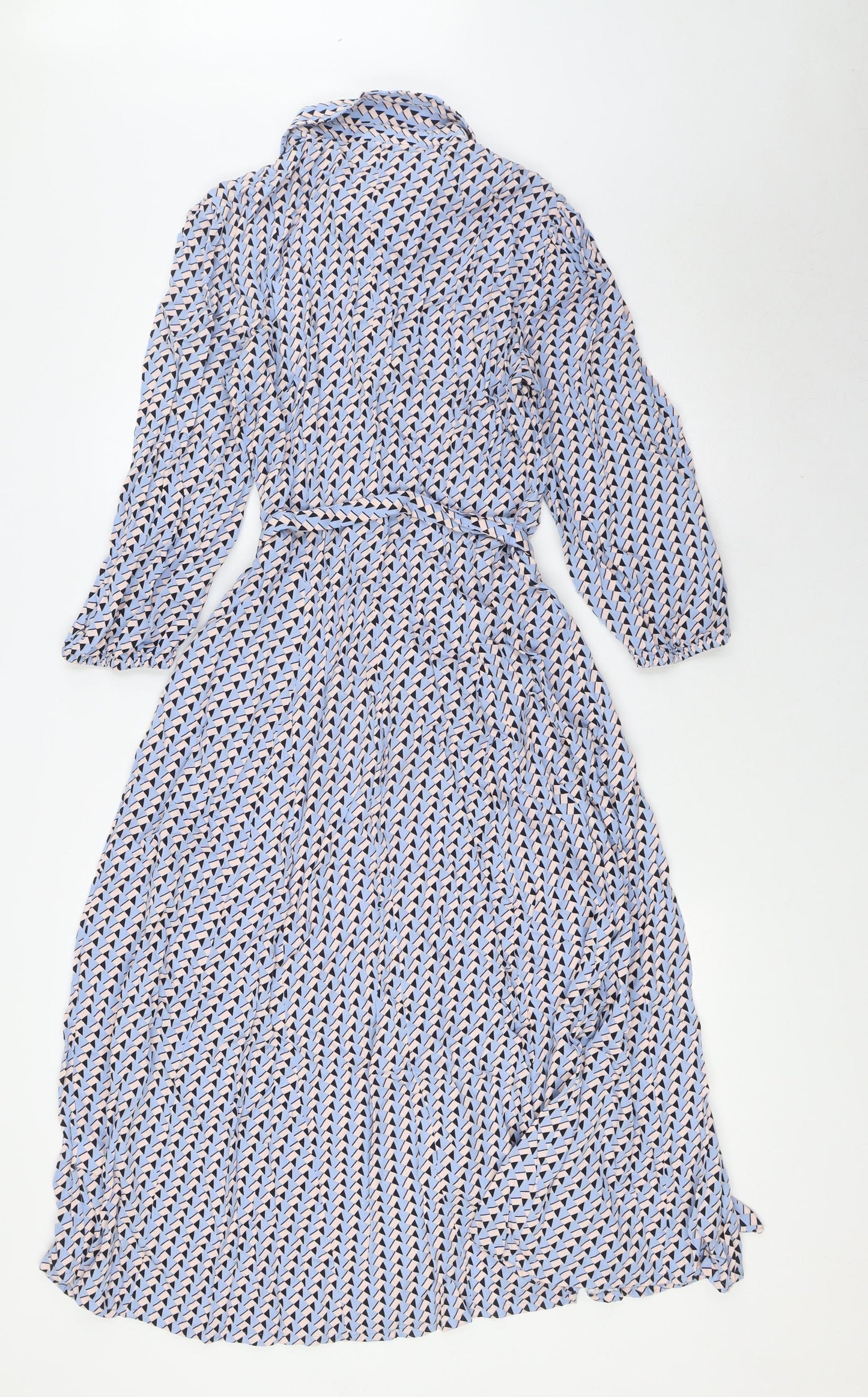 Marks and Spencer Womens Multicoloured Viscose A-Line Size 12 Collared Button - Belted