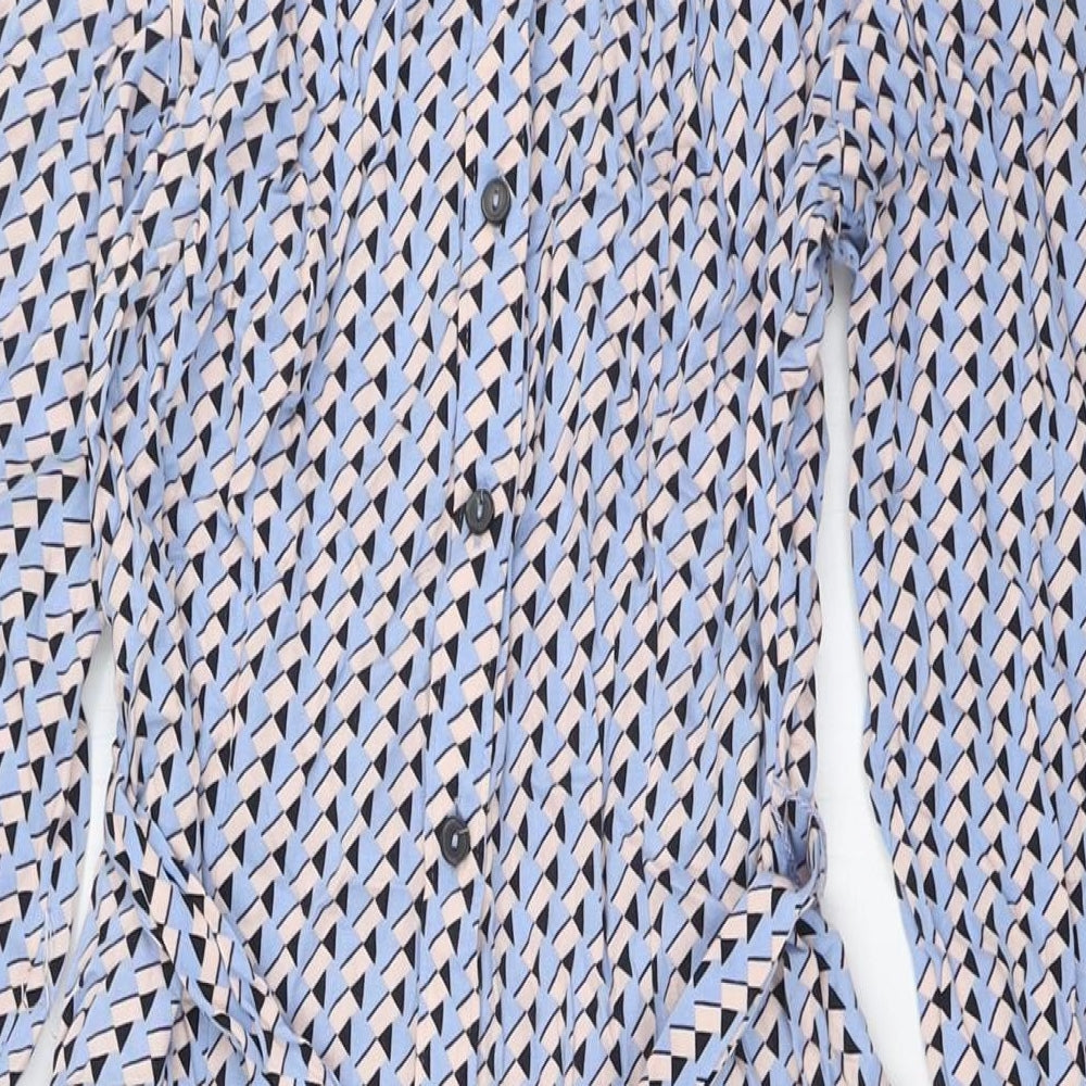 Marks and Spencer Womens Multicoloured Viscose A-Line Size 12 Collared Button - Belted