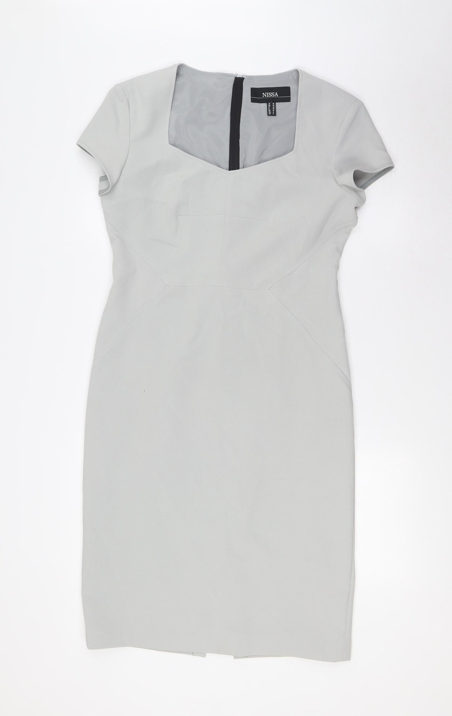 Nissa Womens Grey Polyester Pencil Dress Size 10 Square Neck Zip