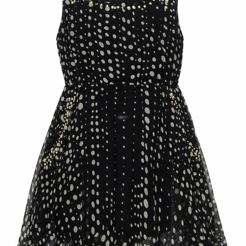 Izabel London Womens Black Polka Dot Polyester A-Line Size 14 Scoop Neck