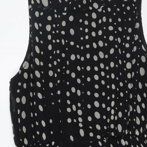 Izabel London Womens Black Polka Dot Polyester A-Line Size 14 Scoop Neck
