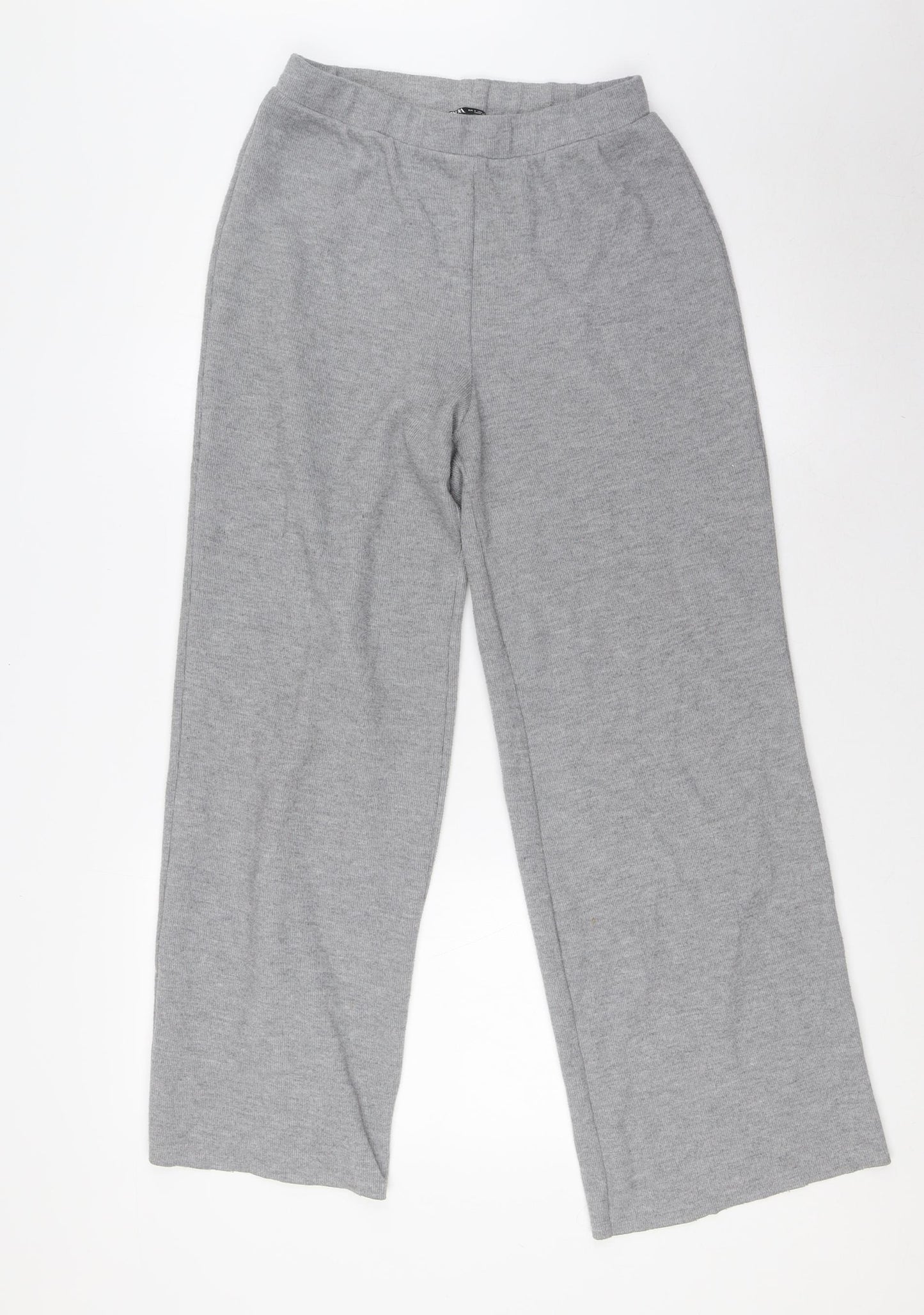 Zara Womens Green Polyester Trousers Size S L28 in Regular - Ribbed