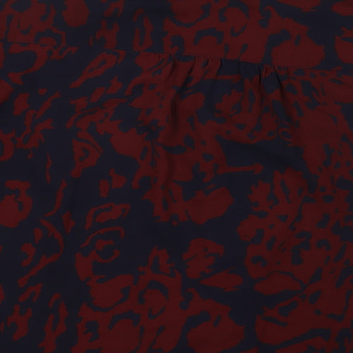 Caroline Belle Womens Blue Animal Print Polyester Basic Button-Up Size M Collared