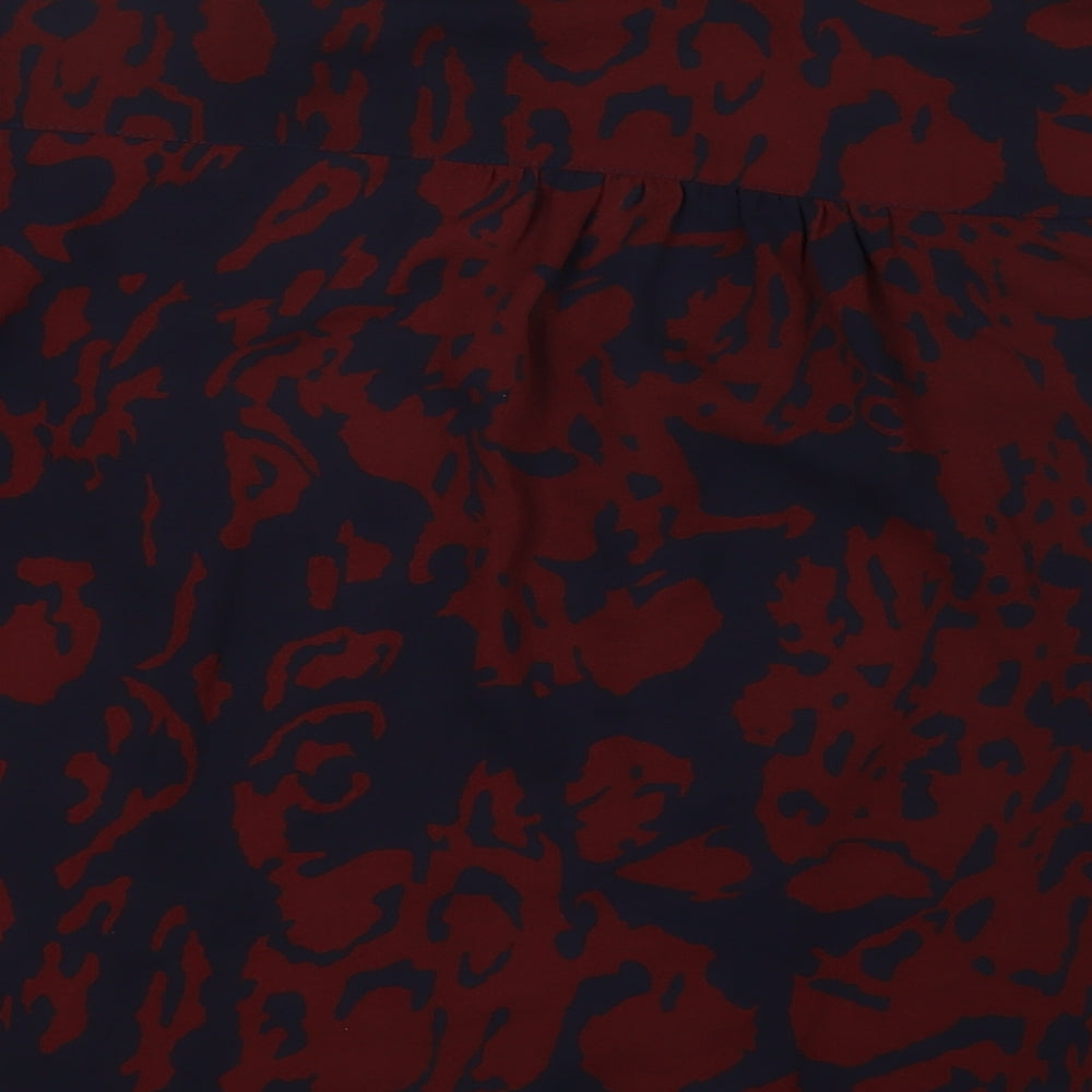 Caroline Belle Womens Blue Animal Print Polyester Basic Button-Up Size M Collared