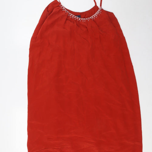French Connection Womens Orange Silk A-Line Size 8 Scoop Neck - Beaded NeckLine
