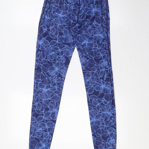Mountain Warehouse Womens Blue Floral Polyester Jogger Leggings Size 8 L32 in