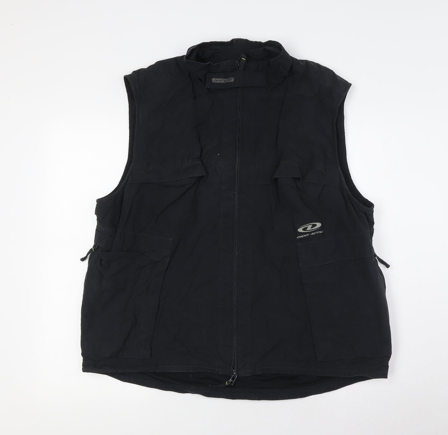 DKNY Mens Black Gilet Waistcoat Size L Zip - Stalker