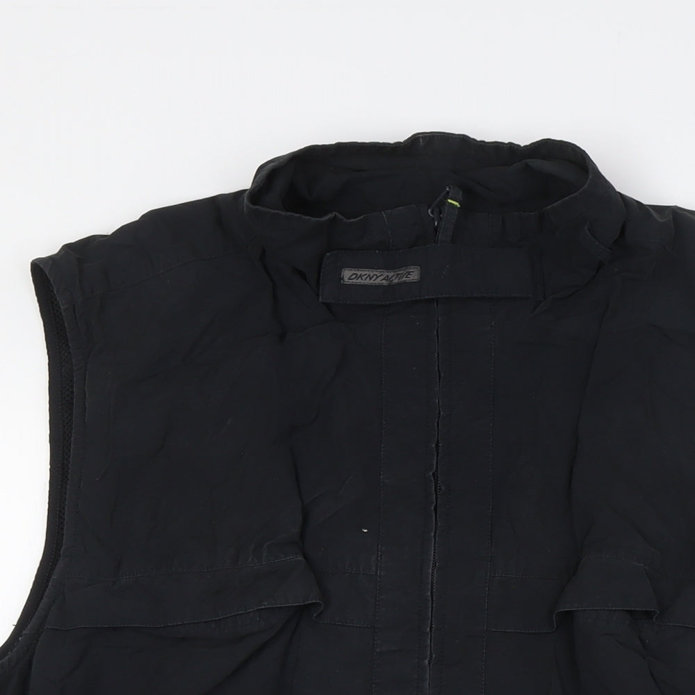 DKNY Mens Black Gilet Waistcoat Size L Zip - Stalker