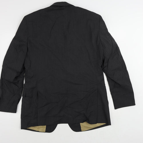 Racing Green Mens Black Striped Wool Jacket Suit Jacket Size 42 Regular