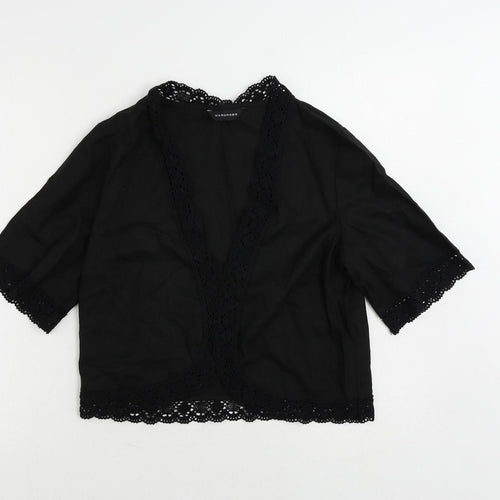 Wardrobe Womens Black Linen Kimono Blouse Size 12 V-Neck - Open