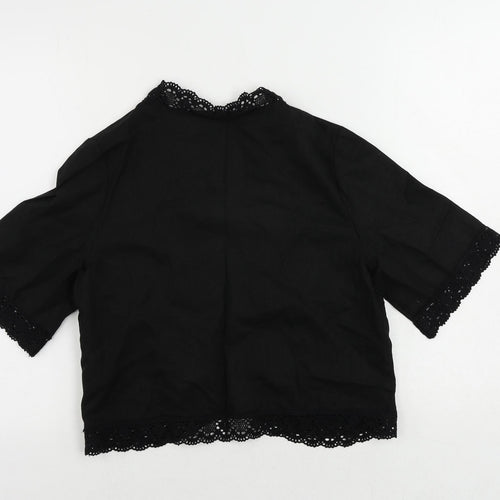 Wardrobe Womens Black Linen Kimono Blouse Size 12 V-Neck - Open
