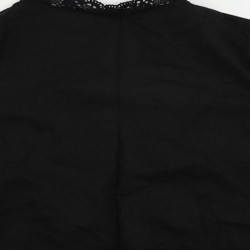 Wardrobe Womens Black Linen Kimono Blouse Size 12 V-Neck - Open