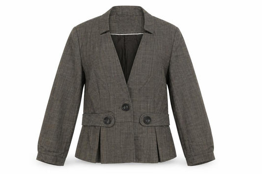 Front view of Next women’s brown jacket blazer, size UK 12, button