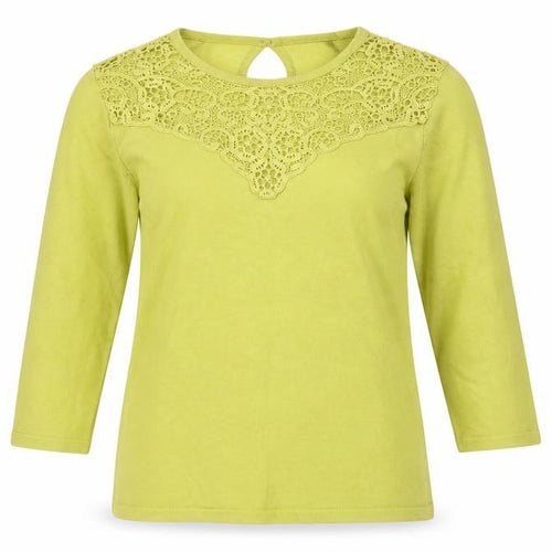 Bonmarché Womens Green Round Neck Viscose Pullover Jumper Size 12 - Crochet Detail