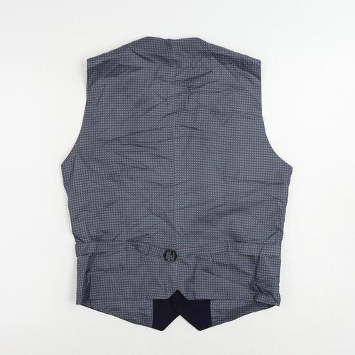 Burton Mens Blue Polyester Jacket Suit Waistcoat Size 38 Regular